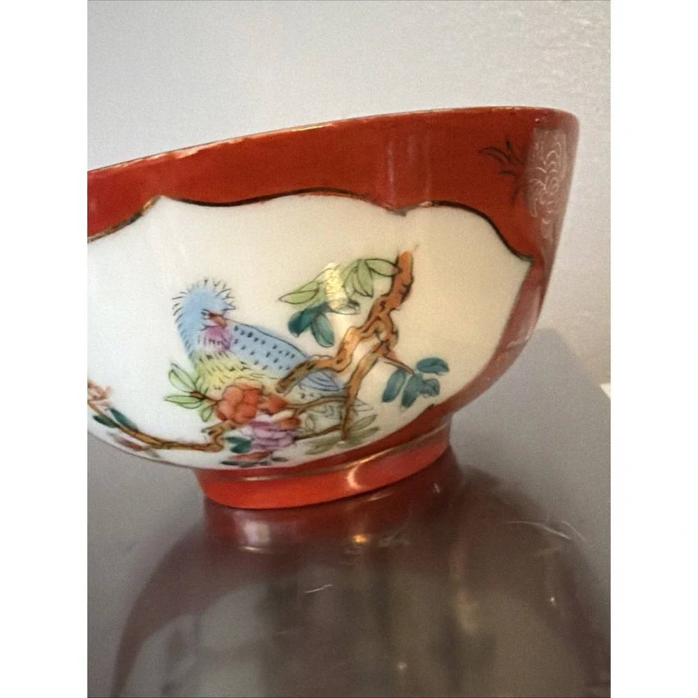 Chinese Famille Rose Flower Branch W/ Bird Porcelain‎ Hand Painted Art Bowls